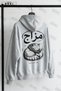Unisex Oversized Cardigan in Melange Gray with "Sleeping Cat" Print in Arabic - 2