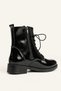 Women's Winter Black Patent Leather Casual Boots with Thick Soles TR01MK03C - 7