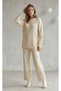 Crew Neck, Long Sleeve, Knitted, Detailed, Openwork, Long Slit Sweater and Elastic-Waist Pants Knitwear Set - 4