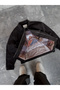 Black Denim Jacket with Embroidered Back RES-7005 - 6