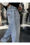 Light Blue Baggy Jeans with Embroidered Pocket and Stone-Washed Finish WE-3507 - 3