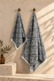 Baroque Pattern Peşkir and Peştamal Set, Black - 100% Cotton - Bath Towel Set