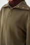 Women's Sweatshirt with Collar Snap Detail, 3-Ply, Khaki Green - 5