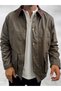 Khaki Leather Jacket with Zippered Pockets MRK-2341 - 6