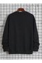 Men's Black Crew Neck Hoodless Winter Sweatshirt - 2