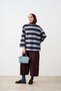 Women's crew neck striped sweatshirt - blue - 4
