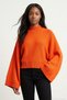 DORG Soft-Textured, Wide Batwing Sleeve, Mock Neck Knit Women's Sweater & Blouse - Orange - 4