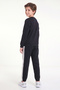 Boys' Round-Neck Sweatsuit Set with Striped Detail and Print - 4