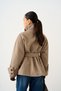 Women's Short Coat with Mock Neck, Tie-Detail, and Button Closure, taupe color - 4