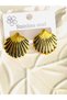 STEEL EARRINGS WITH SEA SHELL DESIGN IN BLACK AND GOLD - 5