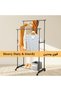 Double-Bar Extendable Rack with Wheels, Adjustable Garment Rack for Clothing, Clothes Drying Stand - 4