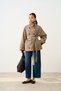 Women's Short Coat with Mock Neck, Tie-Detail, and Button Closure, taupe color - 3