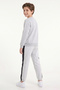 Boys' Round-Neck Sweatsuit Set with Striped Detail and Print - 4