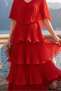 Astra V-Neck Tiered Pleated Long Chiffon Evening Dress - 5