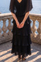 Astra V-Neck Tiered Pleated Long Chiffon Evening Dress - 5