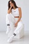 White - Women's Sleeveless Cropped Top - Sweatsuit Set - 2