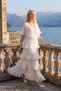 Astra V-Neck Tiered Pleated Long Chiffon Evening Dress