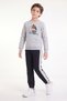 Boys' Round-Neck Sweatsuit Set with Striped Detail and Print - 2