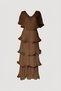 Astra V-Neck Tiered Pleated Long Chiffon Evening Dress - 8
