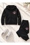 Busekids Unisex Sporty Printed Zipper Hooded Top and Bottom Set