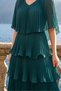 Astra V-Neck Tiered Pleated Long Chiffon Evening Dress - 5