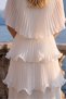 Astra V-Neck Tiered Pleated Long Chiffon Evening Dress - 6