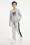 Boys' Round-Neck Sweatsuit Set with Striped Detail and Print - 5