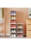 Shoe Organizer Box 6-Tier Foldable Shoe Rack, Fit Size 12, No Assembly Stackable Shoe Organizer Stor - 5