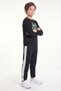 Boys' Round-Neck Sweatsuit Set with Striped Detail and Print - 3