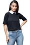 Women Collar Neck Half Sleeves Solid Boxy Loose Blouse (Moaw14Tp01)