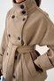 Women's Short Coat with Mock Neck, Tie-Detail, and Button Closure, taupe color - 5