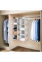 4-Tier Hanging Wardrobe Organizer with 12 Side Mesh Pockets, Grey Foldable Vertical Storage Shelf, S - 6