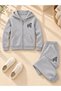Busekids Unisex Sporty Printed Zipper Hooded Top and Bottom Set