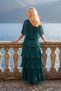 Astra V-Neck Tiered Pleated Long Chiffon Evening Dress - 2