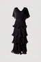 Astra V-Neck Tiered Pleated Long Chiffon Evening Dress - 7