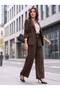 Women's Plus Size Brown Wide-Leg Belted Pants - 3