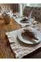 Stain Resistant, Water-Repellent Beige Gingham Ruffled Placemats, Set of 4 - 2