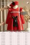 Girl's Red Sofia Cotton Bow Detailed New Year's Dress Cap Evening Dress Set - 4