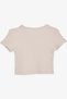 Girl's Crop T-Shirt Off Shoulder Detailed Ribbed 9-14 Years, Beige - 2