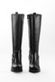 Women's Black Thick Heeled Blunt Toe Boots with Elastic Back - 6
