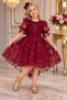 Children's Evening Gown with a Burgundy Skirt and Butterfly Pattern (Aby211)
