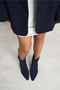Zeyra Navy Genuine Suede Pointed Toe Chunky Block Heel Women's Cowboy Boots - 7