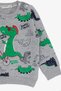 Baby Boy Tracksuit Set Dinosaur Printed 9 Months-3 Years, Gray - 6