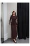 Lace Padded Shoulders Long Dress - 4