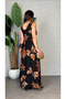 Women's strappy, crossover neck, wide cut, detailed slit, long supreme dress - 3