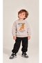 Oversized Dino-Printed Sweatshirt with a Simit Collar / 3-Strand Drawstring Sweatsuit with Elastic Waistband - 2