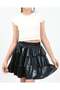 Girls' Elastic-Waist Metallic Shimmering 3-Layer Ruffled Skirt — Black - 2