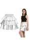 Girls' Elastic-Waist Metallic Shimmering 3-Layer Ruffled Skirt — Silver