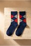 Children's plaid patterned socks navy blue - 3
