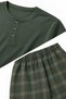 Men's Interlock Comfortable Fit Plaid Round Neck Cotton Pajama Set 6860 - 4